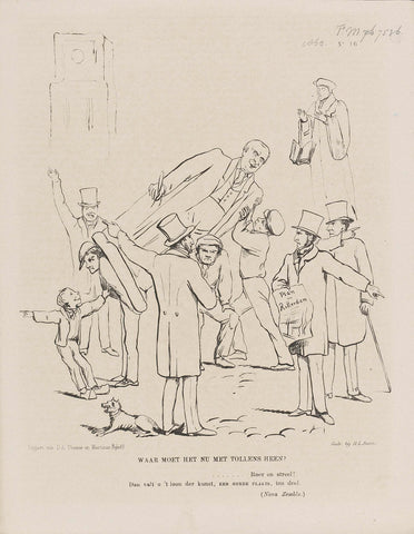 Cartoon on the problems surrounding the placement of the statue of Tollens in Rotterdam, 1860, Johan Michaël Schmidt Crans, 1860 Canvas Print