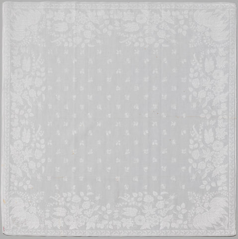 Napkin of white linen damst with pattern of fruits interspersed, , 1820 Canvas Print