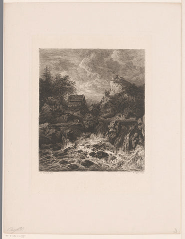 Landschap met een waterval, William Unger, 1847 - 1889 Canvas Print