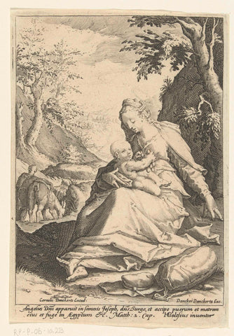 Rest on the Flight into Egypt, Hendrick Goltzius (workshop of), 1600 - 1699 Canvas Print