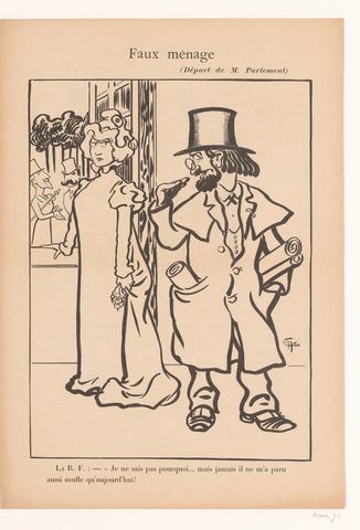 Caricature of Marianne and Monsieur Parliament, Caran d'Ache, 1898 Canvas Print