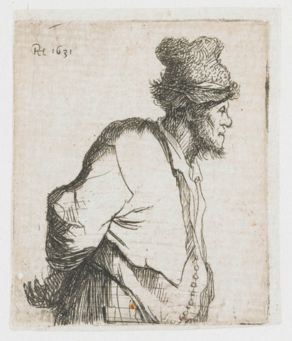 Peasant with his hands behind his back, Rembrandt van Rijn, 1629 Canvas Print