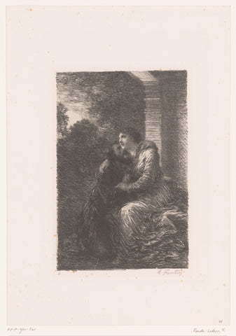 Lohengrin and Elsa hug each other in the bridal suite, Henri Fantin-Latour, 1886 Canvas Print