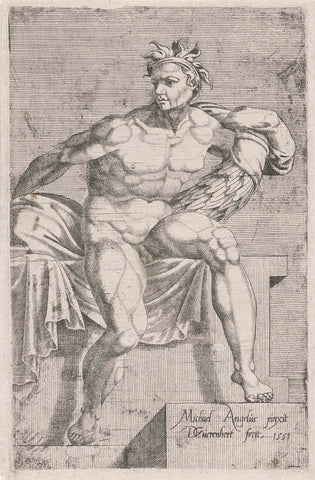 Sitting naked from Sistine chapel, Dirck Volckertsz. Coornhert, 1551 Canvas Print