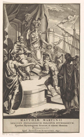 Soldier presents book to king, anonymous, 1697 Canvas Print