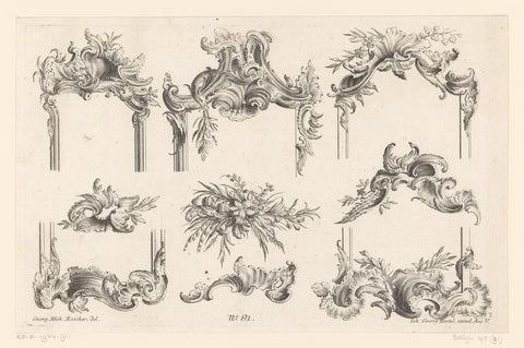 Mirror frames with floral motifs, Emanuel Eichel (possibly), 1727 - 1775 Canvas Print