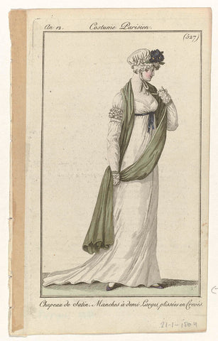 Journal des Dames et des Modes, Costume Parisien, 21 janvier 1804, An 12, (527): Chapeau de Satin (...), Pierre Charles Baquoy, 1804 Canvas Print