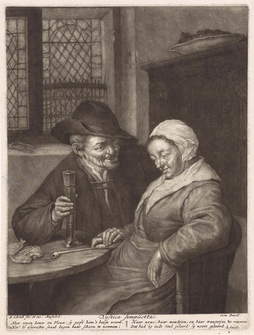 Old couple, Pieter Schenk (I), 1670 - 1713 Canvas Print