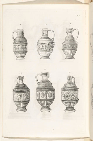 Jugs of stoneware, plate V, Charles Onghena, 1827 - 1829 Canvas Print