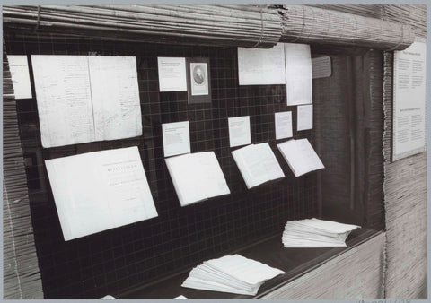 Display case with documents, c. 1991 Canvas Print