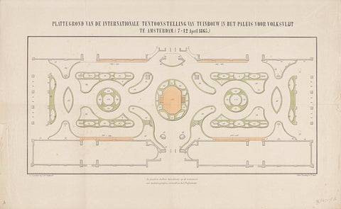 Map of the International Exhibition of Horticulture in the Paleis voor Volksvlijt in Amsterdam. (7-12 April 1865.), anonymous, 1865 Canvas Print