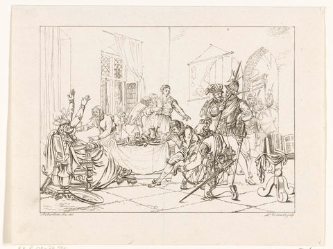 Gevangenneming van Pieter Hasselaer, 1573, Daniël Veelwaard (I), 1809 - 1811 Canvas Print