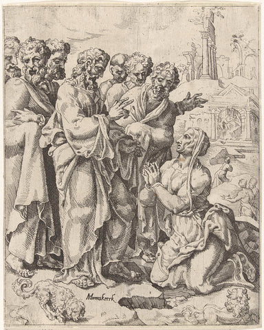 Christ and wife of Canaan, Dirck Volckertsz. Coornhert (attributed to), 1548 Canvas Print