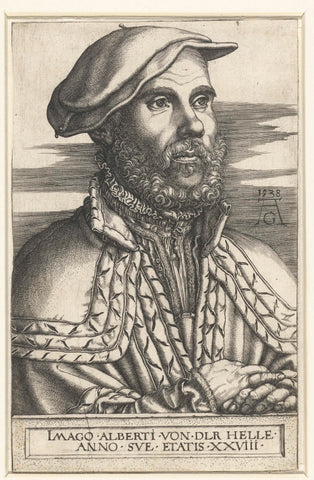 Portrait of Albert van der Helle, mayor of Soest, Heinrich Aldegrever, 1538 Canvas Print