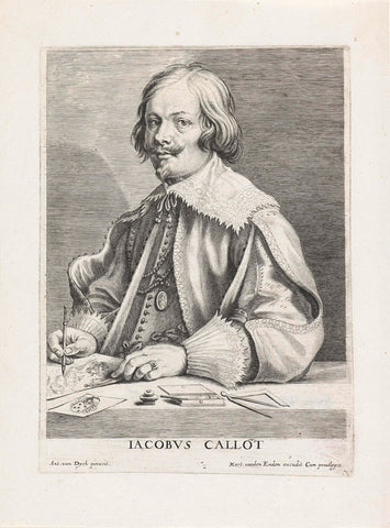 Portrait of Jacques Callot, Lucas Vorsterman (I), 1630 - 1646 Canvas Print