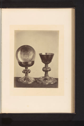 Two chalices and a pateen, exhibited at an exhibition on religious objects from the Middle Ages and Renaissance in 1864 in Mechelen, Joseph Maes, 1864 Canvas Print