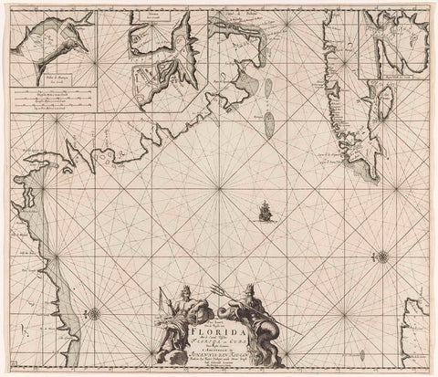 Pass map of part of the Gulf of Mexico, with the west coast of Florida, Jan Luyken, 1684 - 1799 Canvas Print