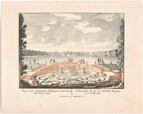 Fontein bij de grote vijver in de tuinen van Paleis Het Loo, Jan van Call (I), 1694 - 1697 Canvas Print