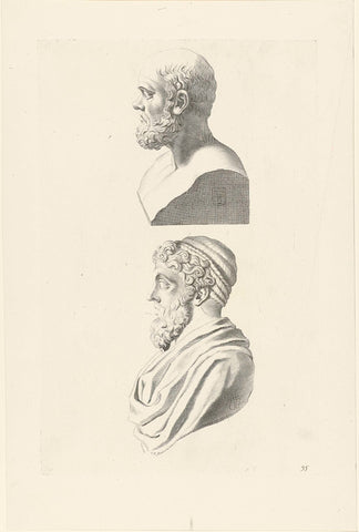 Busts of Plato and Socrates, Theodor Matham, 1640 Canvas Print