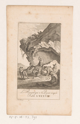 Fable of the group of foxes, Johann Heinrich Meil (der Ältere), 1758 Canvas Print