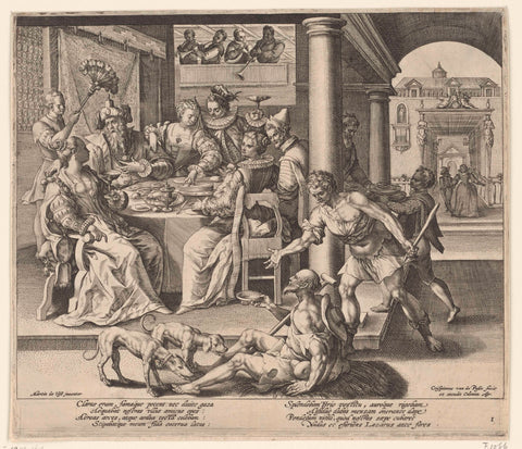 Lazarus Begging in the Rich Man's House, Crispijn van de Passe (I), 1589 - 1611 Canvas Print