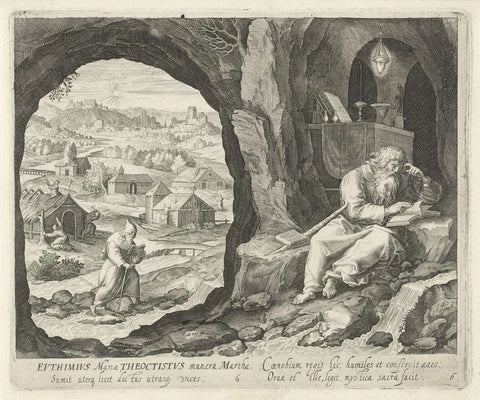 H. Euthimius the Great and H. Theoctistus Hegumen as hermits, Jan van Londerseel, 1580 - 1625 Canvas Print