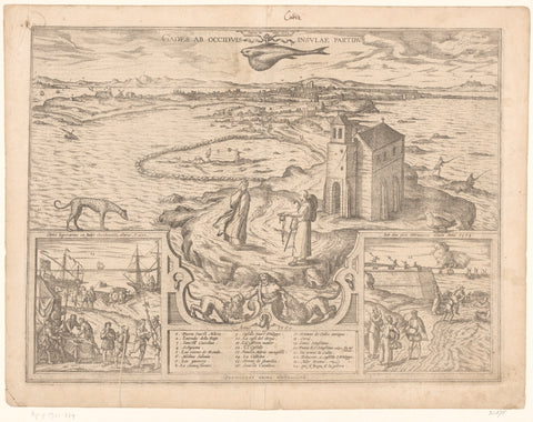 View of the headland of Cadiz, Symon Novelanus (possibly), 1596 - 1597 Canvas Print