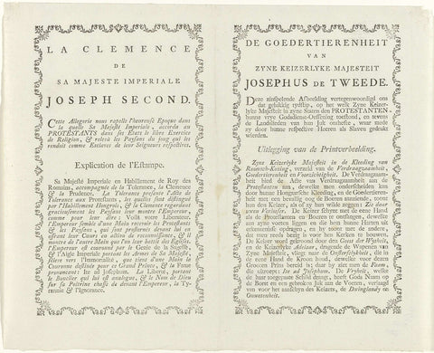 Declaration of the print with the Clemency of Emperor Joseph II to the Protestants, 1783, anonymous, 1783 Canvas Print