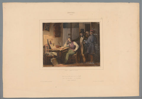 Three friends ask a student to go out with, Jules David (1808-1892), 1836 Canvas Print