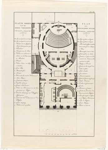 Plattegrond van de eerste verdieping van Felix Meritis te Amsterdam (Pl. III), Noach van der Meer (II), 1789 - 1791 Canvas Print