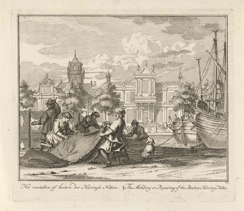 Boeten van de visnetten, Adolf van der Laan, 1728 - 1761 Canvas Print