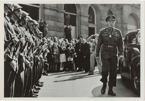 Bernhard van Lippe-Biesterfeld inspects the Dutch Interior Forces on Dam Square in Amsterdam on his birthday on 29 June 1945, Noordhoff. E.J., 1945 Canvas Print