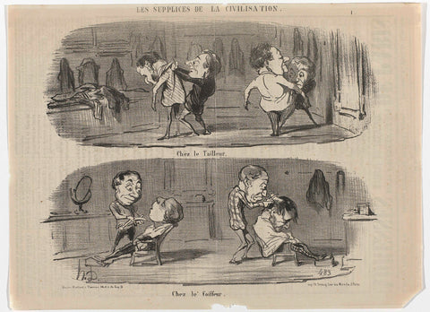 Le Charivari, Les supplices de la civilisation, 3 février 1853, No. 483 : Chez le Tailleur (...), Honoré Daumier, 1853 Canvas Print