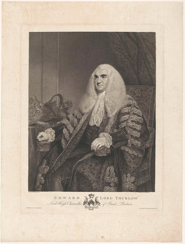 Portrait of Edward Thurlow, the first baron of Thurlow, Francesco Bartolozzi, 1782 Canvas Print