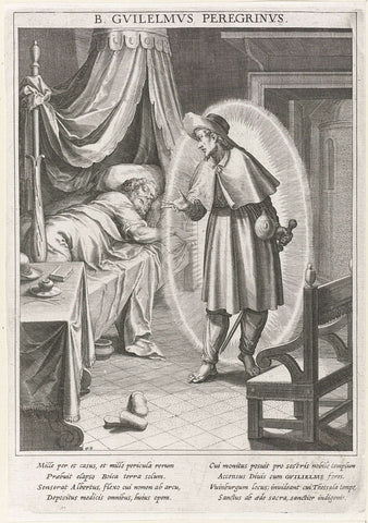 Wilhelmus of Sann appears as a pilgrim to Count Albert of Baden, Raphaël Sadeler (I), 1615 Canvas Print