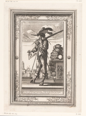 Man with a hookbus on guard, dressed according to the fashion of ca. 1630, Abraham Bosse, 1639 Canvas Print