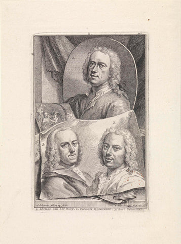 Portraits of Adriaan van der Burg, Cornelis Greenwood and Aert Schouman, Pieter Tanjé, 1751 Canvas Print