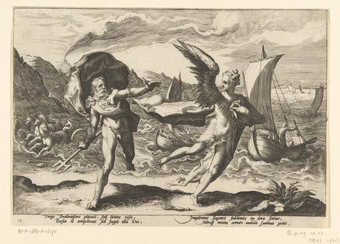 Cornix turns into a crow, Hendrick Goltzius (workshop of), 1590 Canvas Print