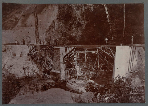 Construction of a bridge, anonymous, 1903 - 1913 Canvas Print