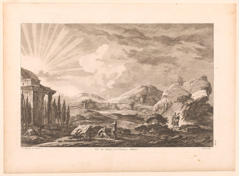 View of a ruin in Athens, possibly the Dionysus theatre, Jacques-Philippe Le Bas, 1758 Canvas Print