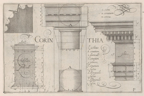 Corinthian columns and entablature, Hendrick Hondius (I), 1620 Canvas Print