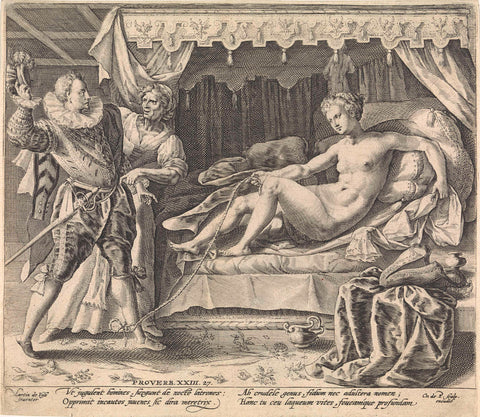 Man Visiting a Prostitute, Crispijn van de Passe (I), 1580 - 1588 Canvas Print