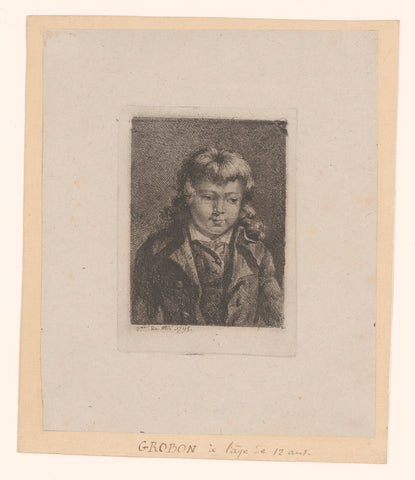 Self-portrait at the age of twelve, Jean-Michel Grobon, 1795 Canvas Print