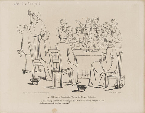 Cartoon on the Higher Education Act, 1860, Johan Michaël Schmidt Crans, 1860 Canvas Print