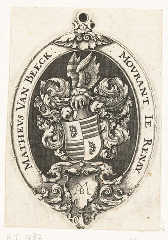 Coat of arms of Matheus van Beeck, Michiel le Blon, c. 1619 - c. 1623 Canvas Print