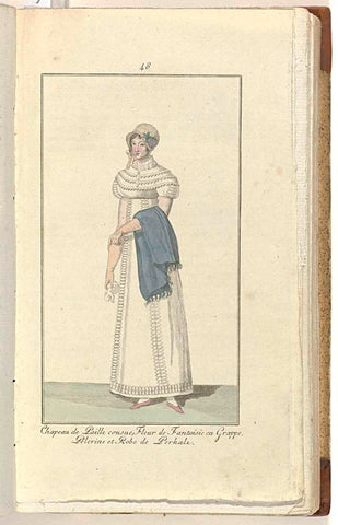 Elegantia, or magazine of fashion, luxury and taste for ladies, June 1808, No. 48: Chapeau de Paille cousue..., anonymous, 1808 Canvas Print