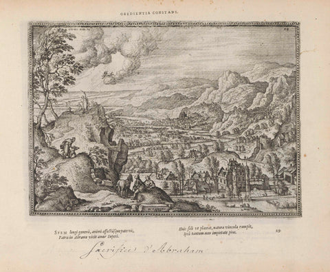 Landscape with the sacrifice of Isaac, Pieter van der Borcht (I), 1613 Canvas Print