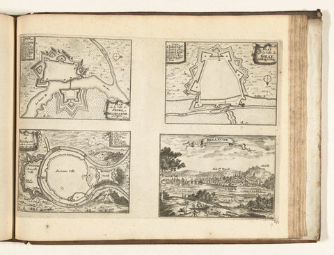 Maps of Seurre, Gray and Besançon, 1726, Laurens Scherm, 1726 Canvas Print