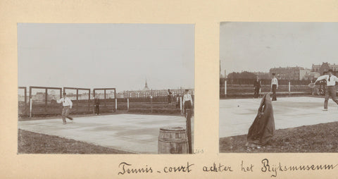 Tennis court behind the Rijksmuseum in Amsterdam, Hendrik Herman van den Berg, in or after 1890 - in or before 1894 Canvas Print