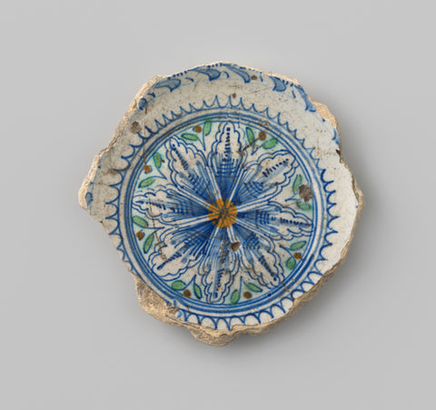 Dish of pottery, fragment with a star with eight leaf-shaped points, anonymous, 1622 Canvas Print